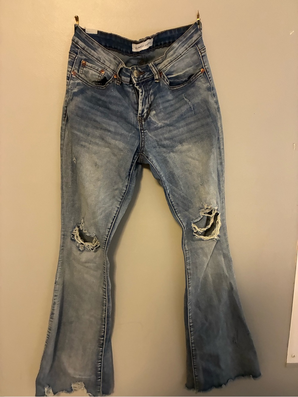 Almost Famous Light Blue Distressed Flare Jeans
